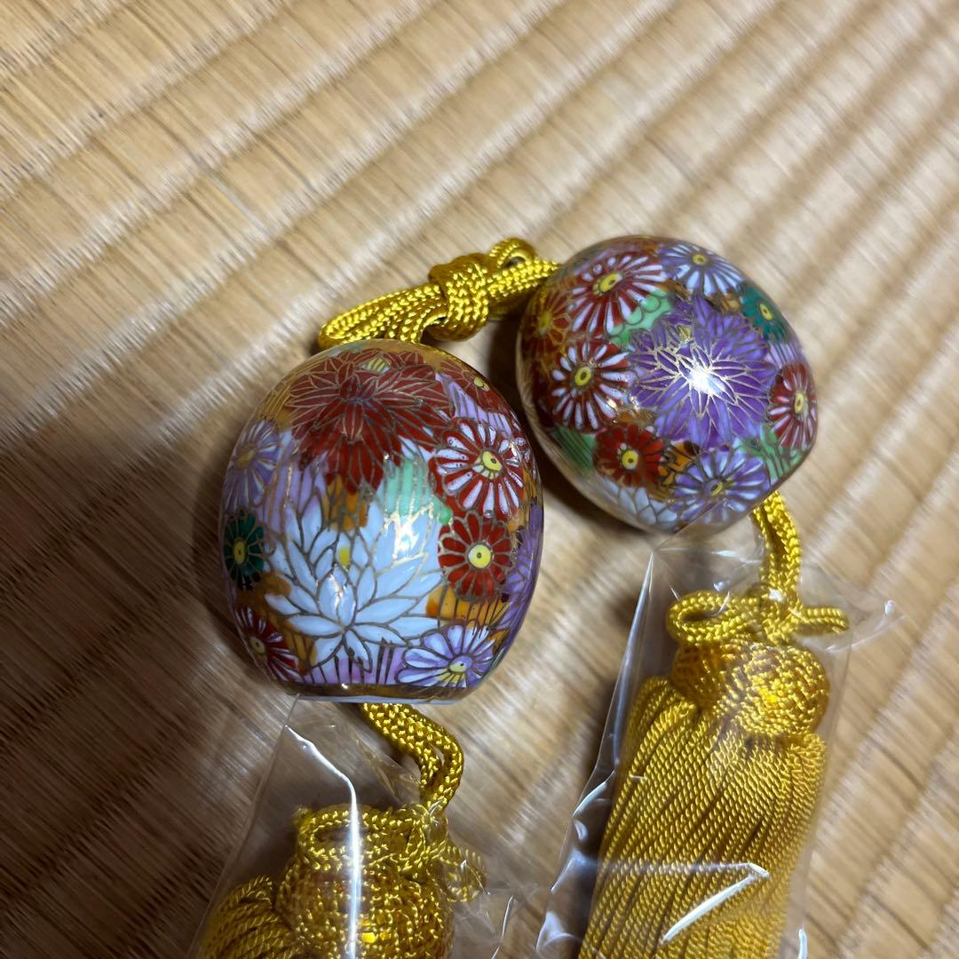 九谷　花詰　玉子　掛け軸　九谷焼　風鎮