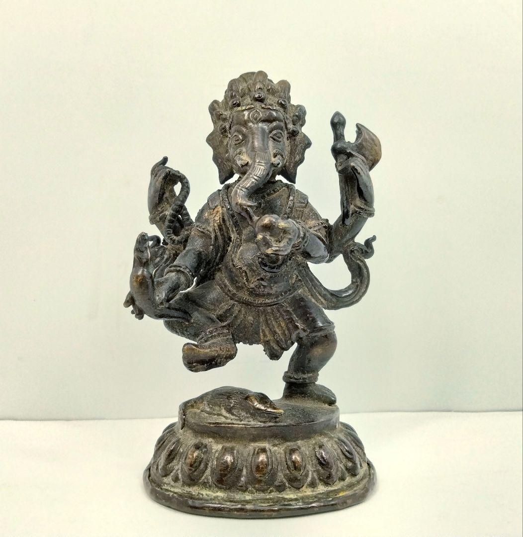 Ｍ165-3 時代古銅仏 歓喜天 ガネーシャ チベット仏　仏教美術