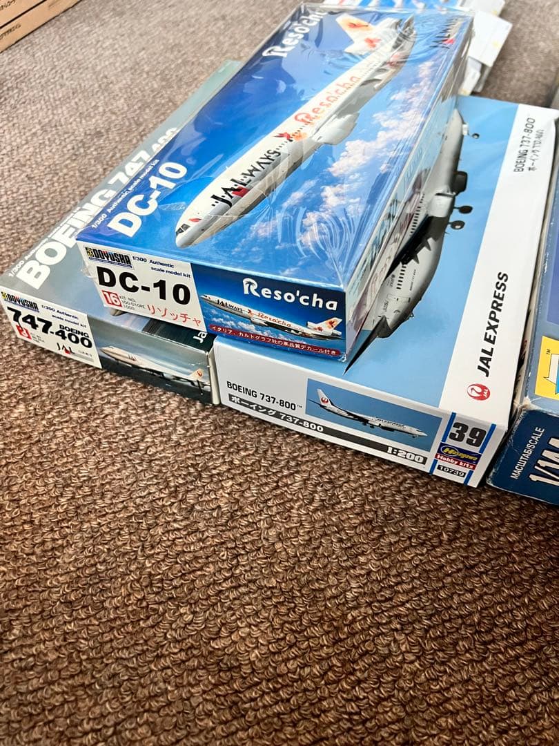 【未組立】ハセガワ航空機モデルセット DC-10 747-400 737-800