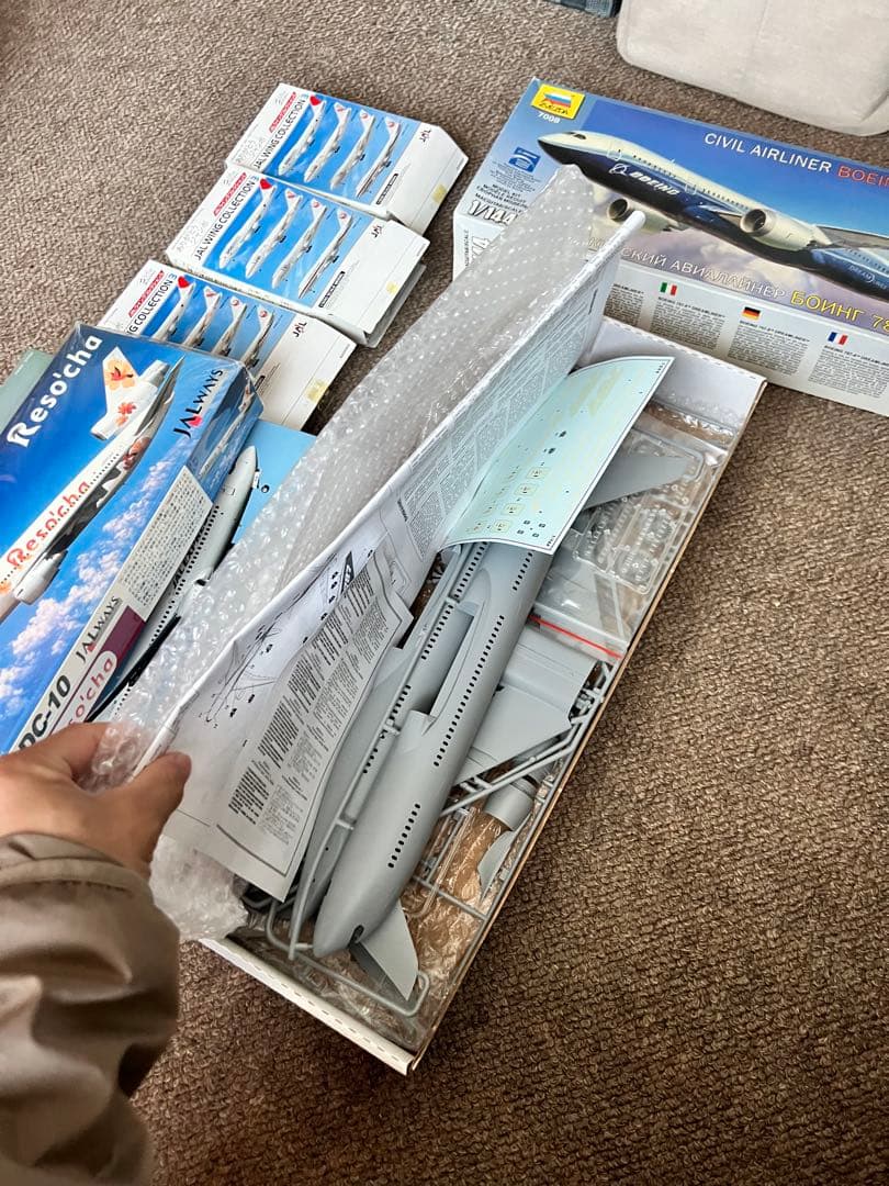 【未組立】ハセガワ航空機モデルセット DC-10 747-400 737-800