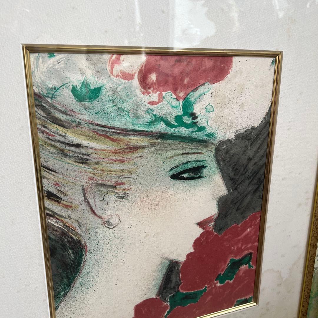 k333r120 フランス画壇の巨匠カシニョール 額装「バラとプロフィール」