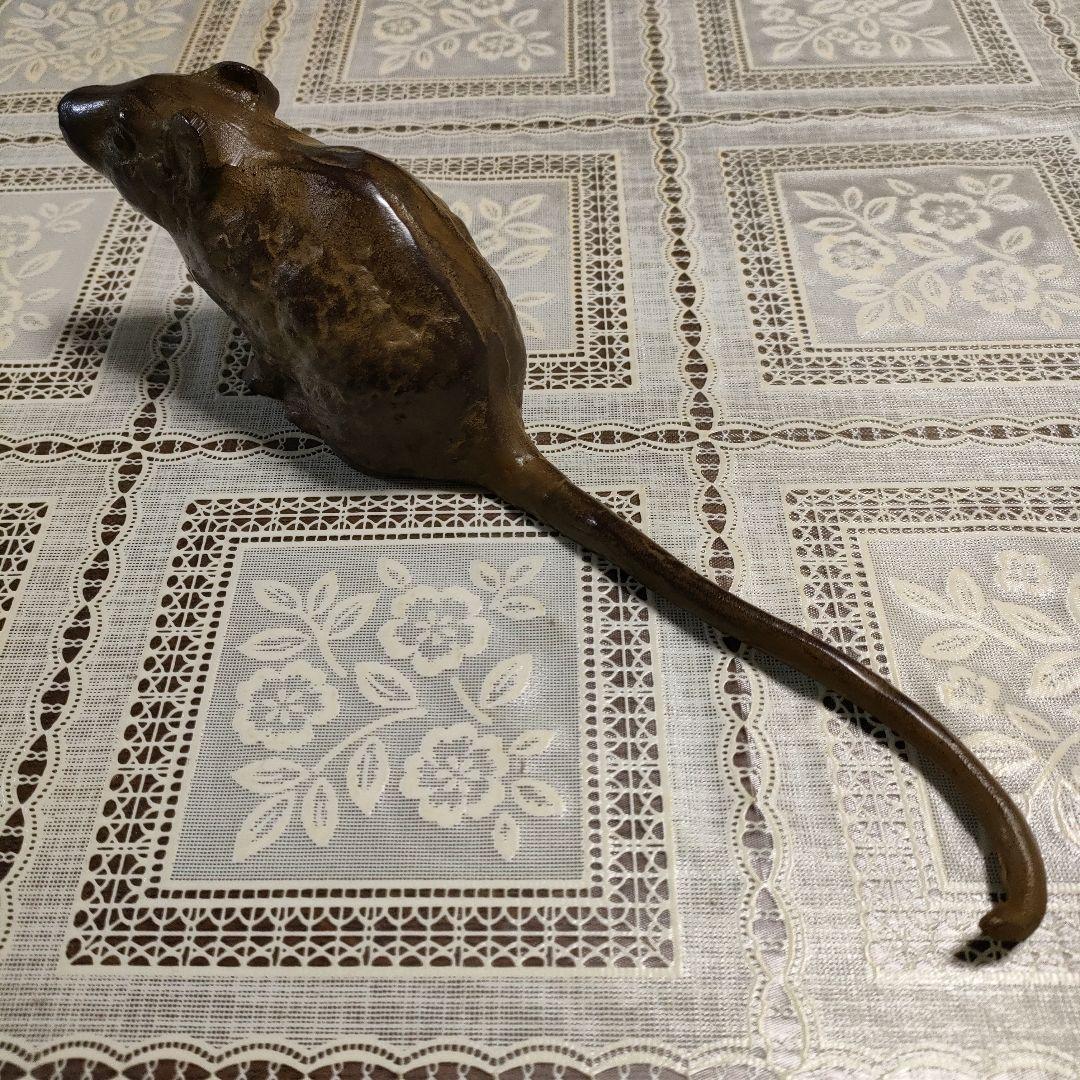 松田喜三郎　ブロンズ置物『鼡』共箱付