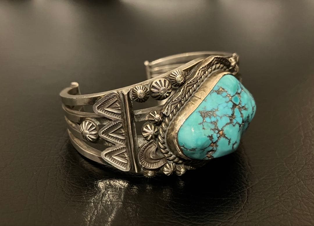 最終値下げNAVAJOナバホOscar Alexiusナゲットターコイズバングル