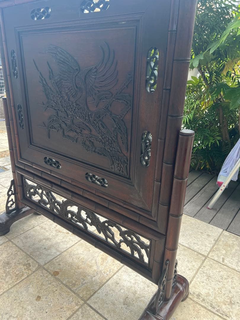 間仕切り　レトロアンティーク当時物　木製　古家具古いオシャレな衝立です気壮山河