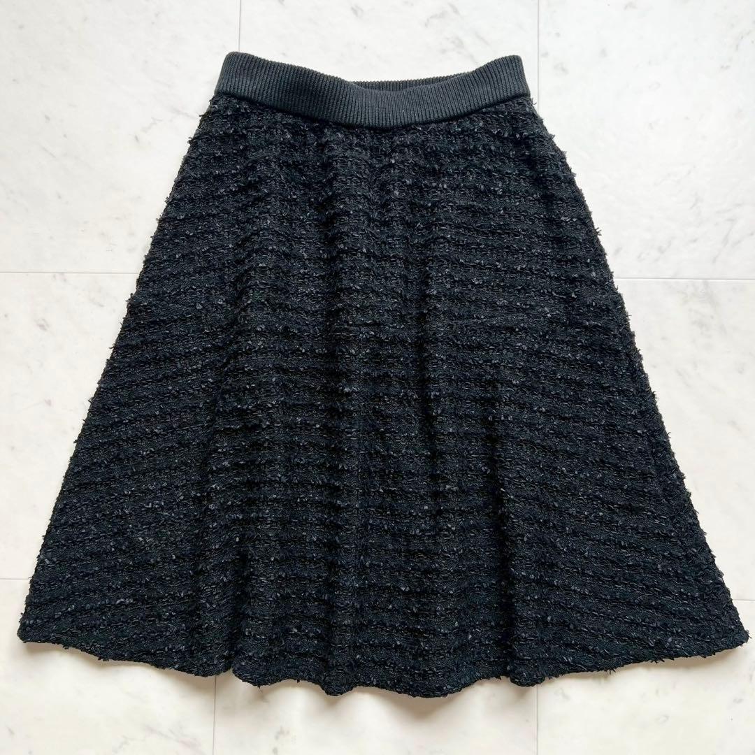 タグ付 定価4.8万 Rene パール装飾ファンシーツイードスカート ブラック