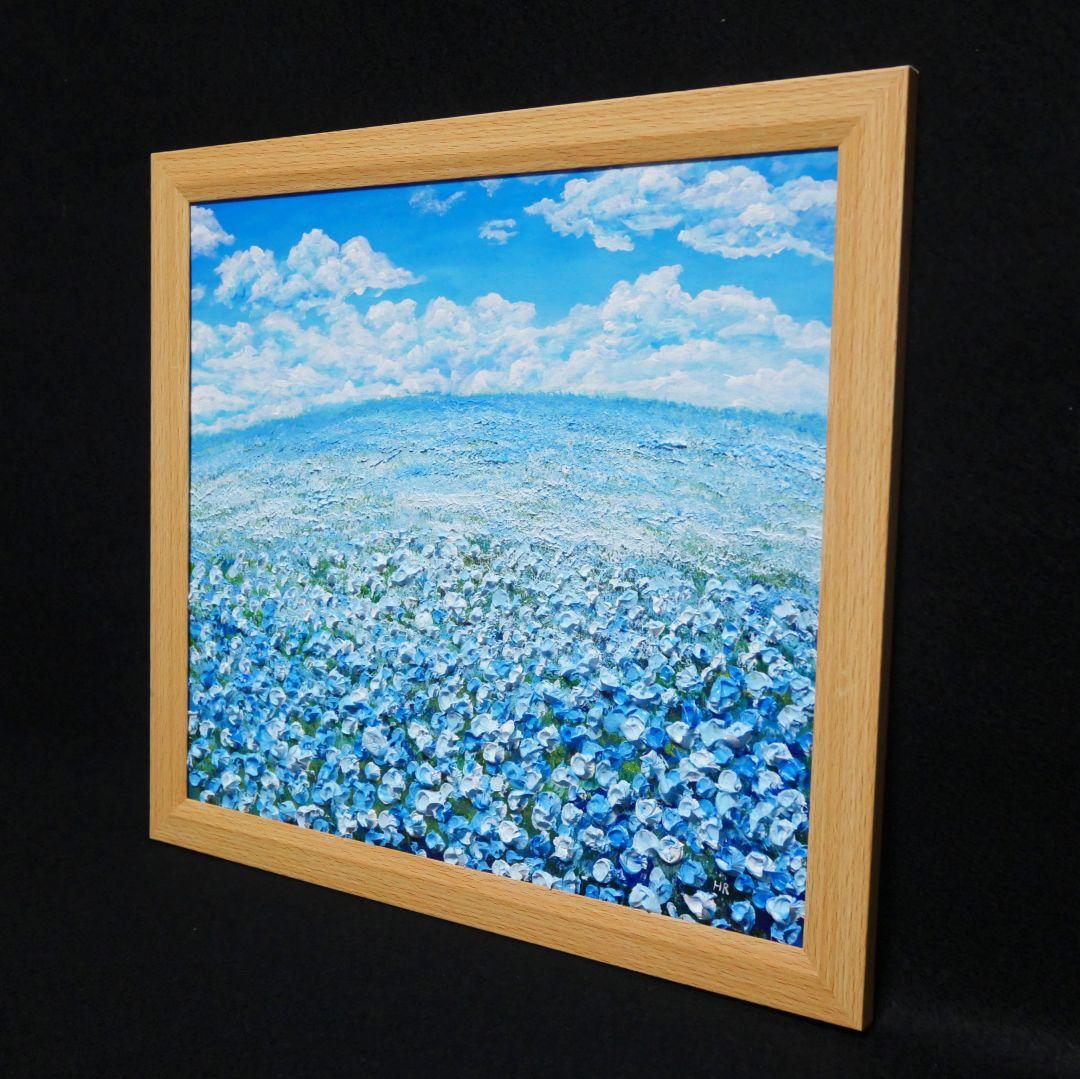 油絵 油彩 油彩画 絵 絵画【空と雲の青い丘】