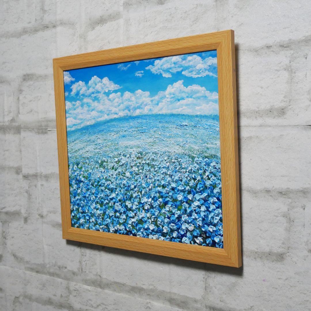 油絵 油彩 油彩画 絵 絵画【空と雲の青い丘】