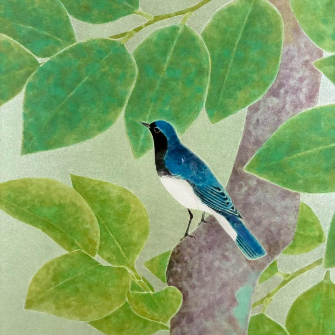 上村淳之「緑栄」リトグラフ 直筆サイン・印章・証明シール有 上村松園 花鳥