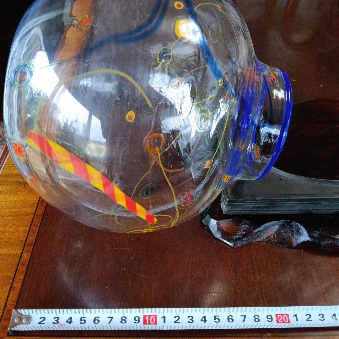 サイン入り　吹きガラス　 直径約20cm