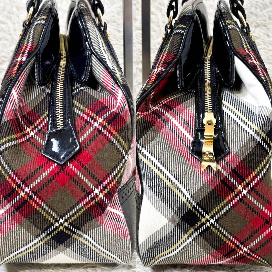 【極美品】ヴィヴィアンウエストウッド ハンドバッグ ヤスミン チェック パテント
