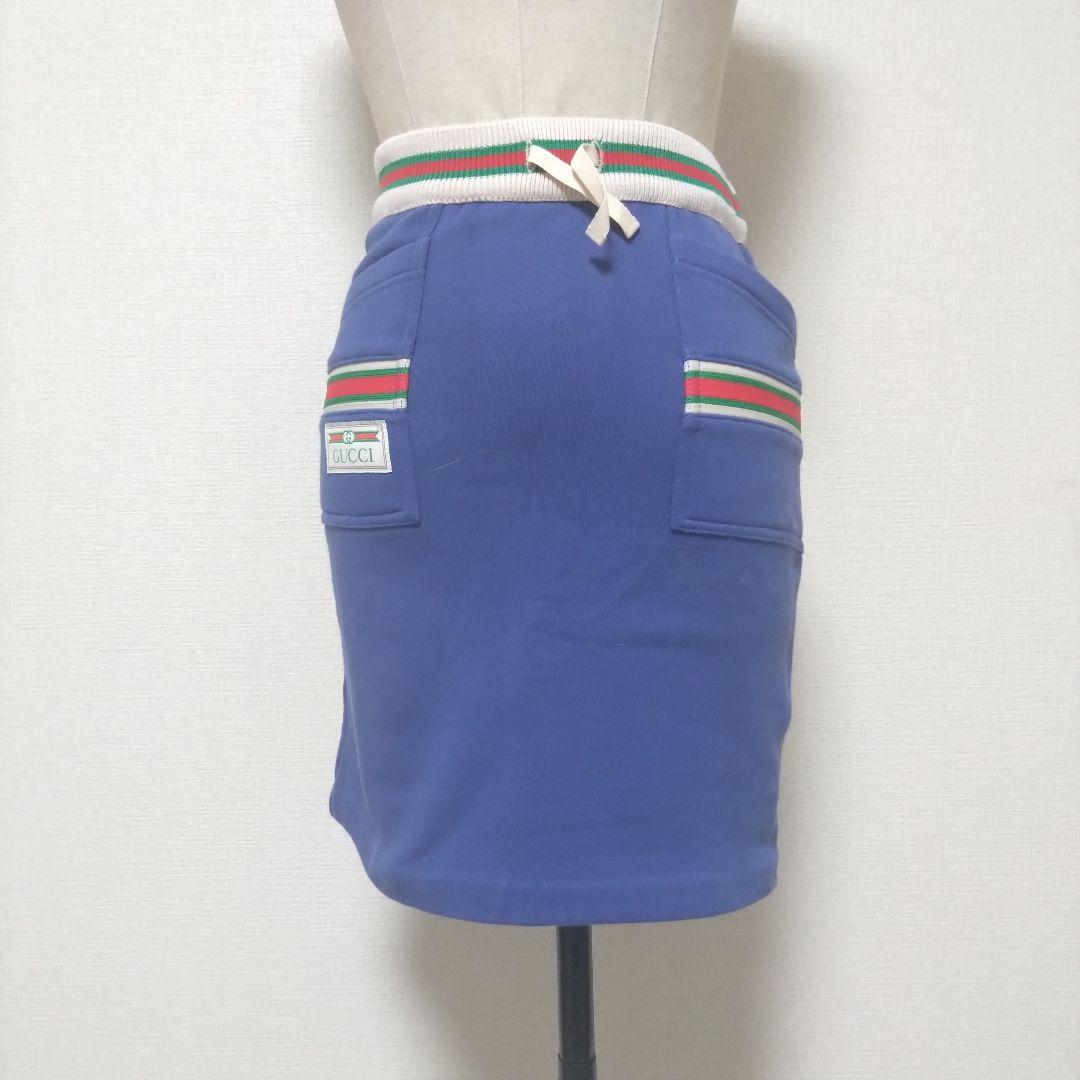 正規品 GUCCI グッチ ネイビー ストライプ タイト スカート ブルー