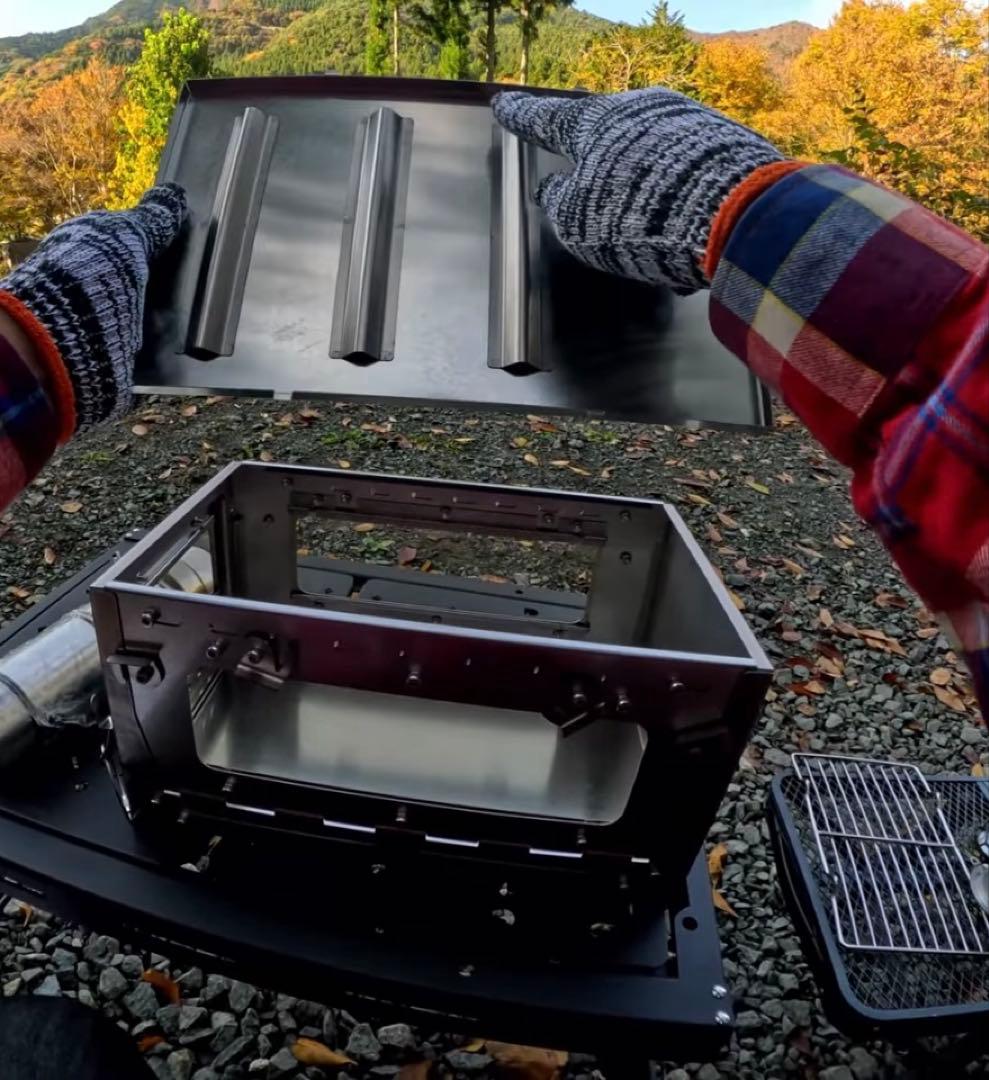 Wind travel薪ストーブ折りたたみ3面ガラス窓 ステンレス製