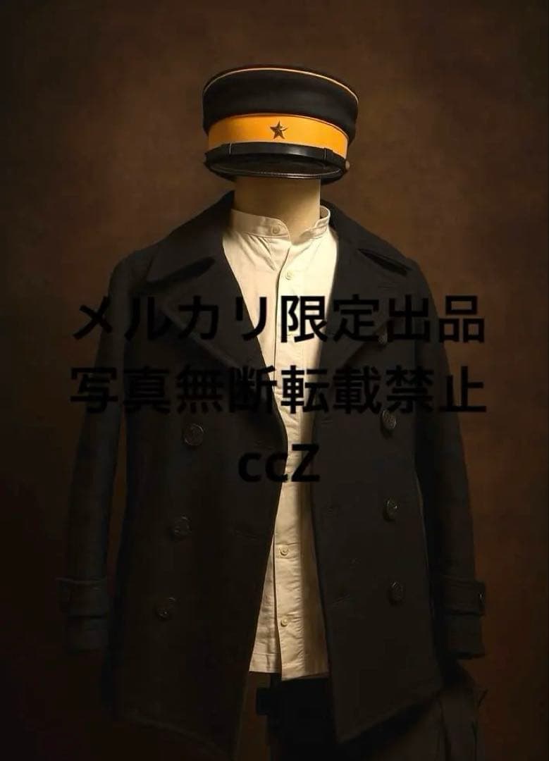 ゴールデンカムイ　明治陸軍　濃紺　ウール製軍帽➕ウール製ハーフコート➕白Yシャツ