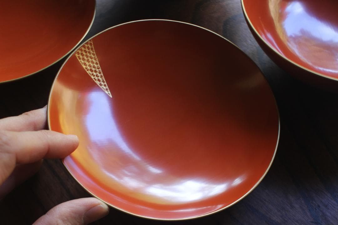 時代逸品！上質朱漆に極上花文沈金の大椀2点（検漆器輪島塗沈金椀雑煮椀