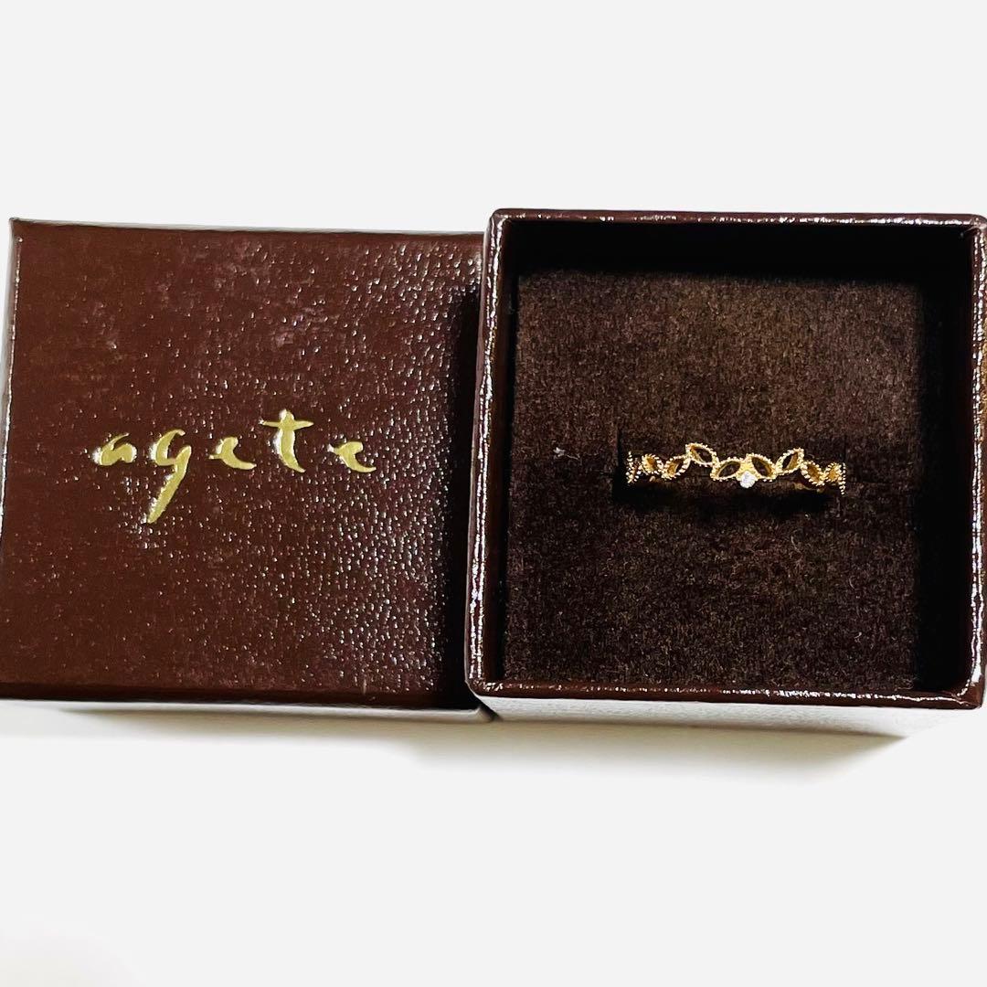 agete アガット　リーフモチーフリング　k10 9号