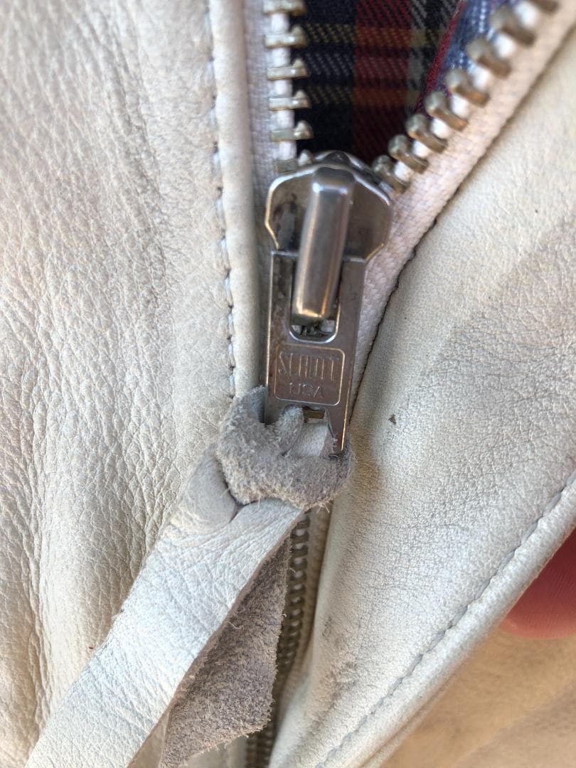 Schott シングルライダースレザージャケット アイボリー/L