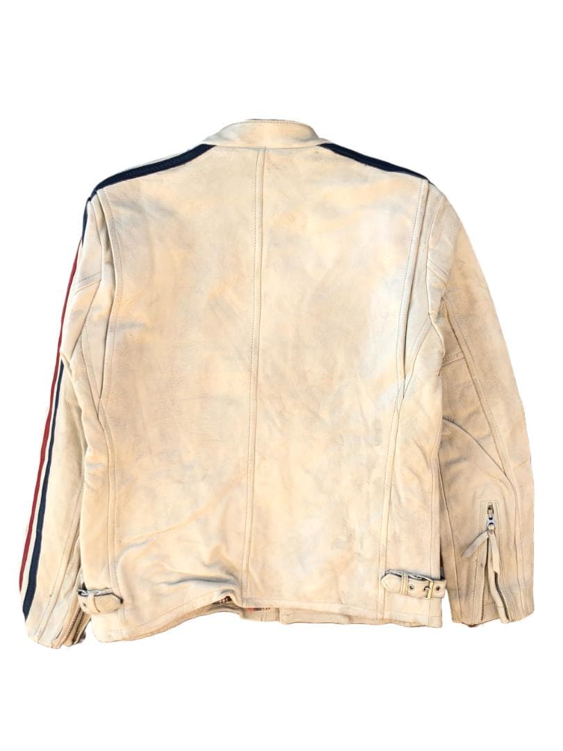 Schott シングルライダースレザージャケット アイボリー/L