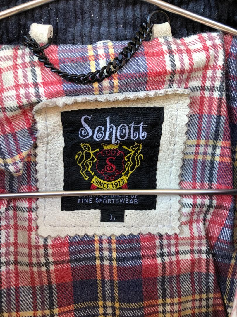Schott シングルライダースレザージャケット アイボリー/L