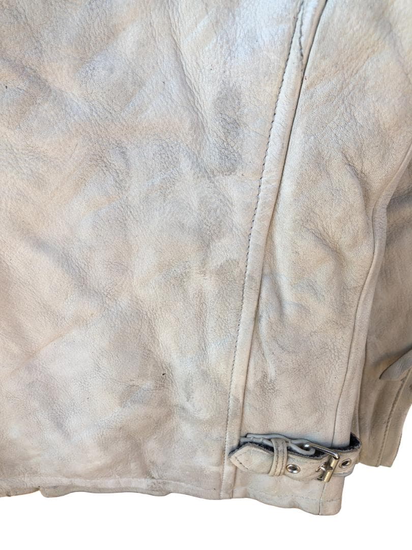 Schott シングルライダースレザージャケット アイボリー/L