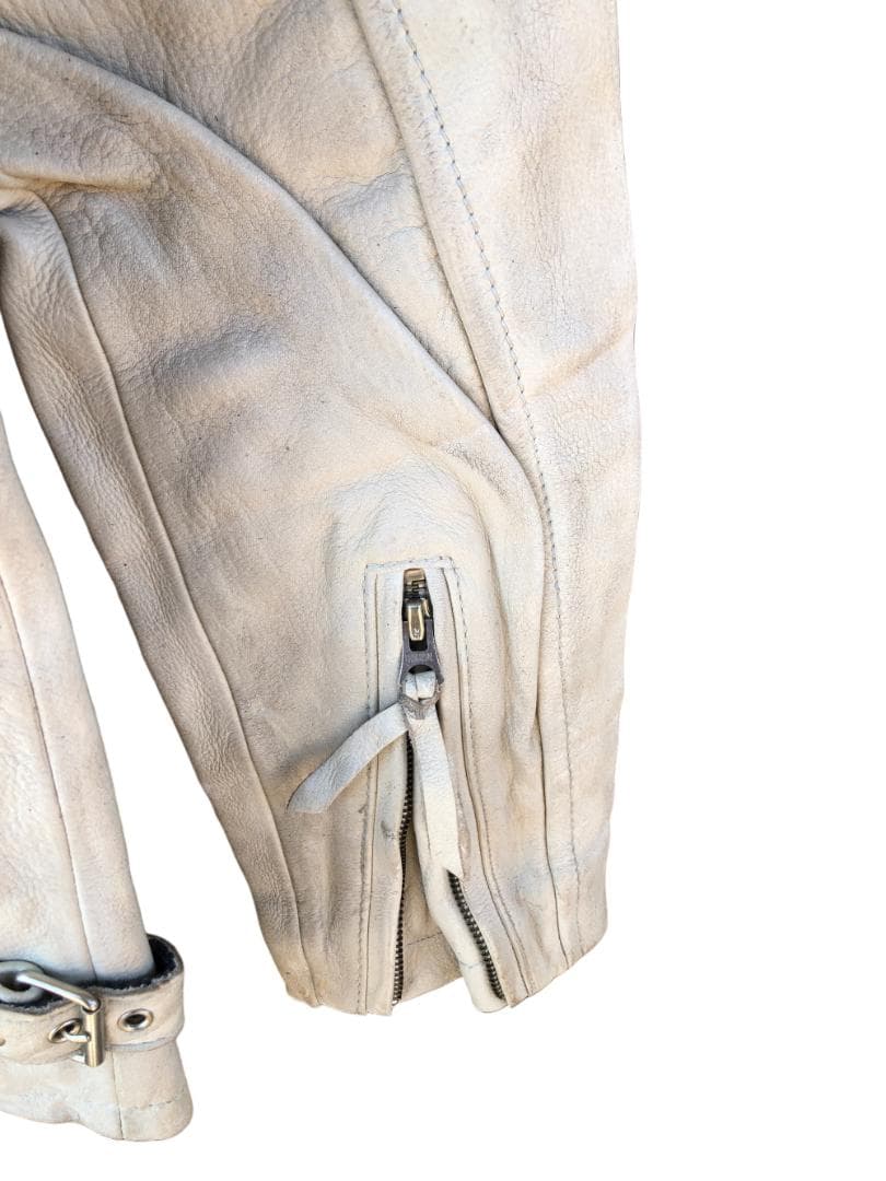 Schott シングルライダースレザージャケット アイボリー/L