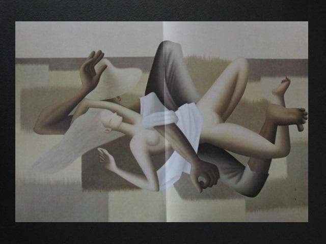 東郷青児、干拓地、希少な大判額装用画集より、新品高級額装付、状態良好