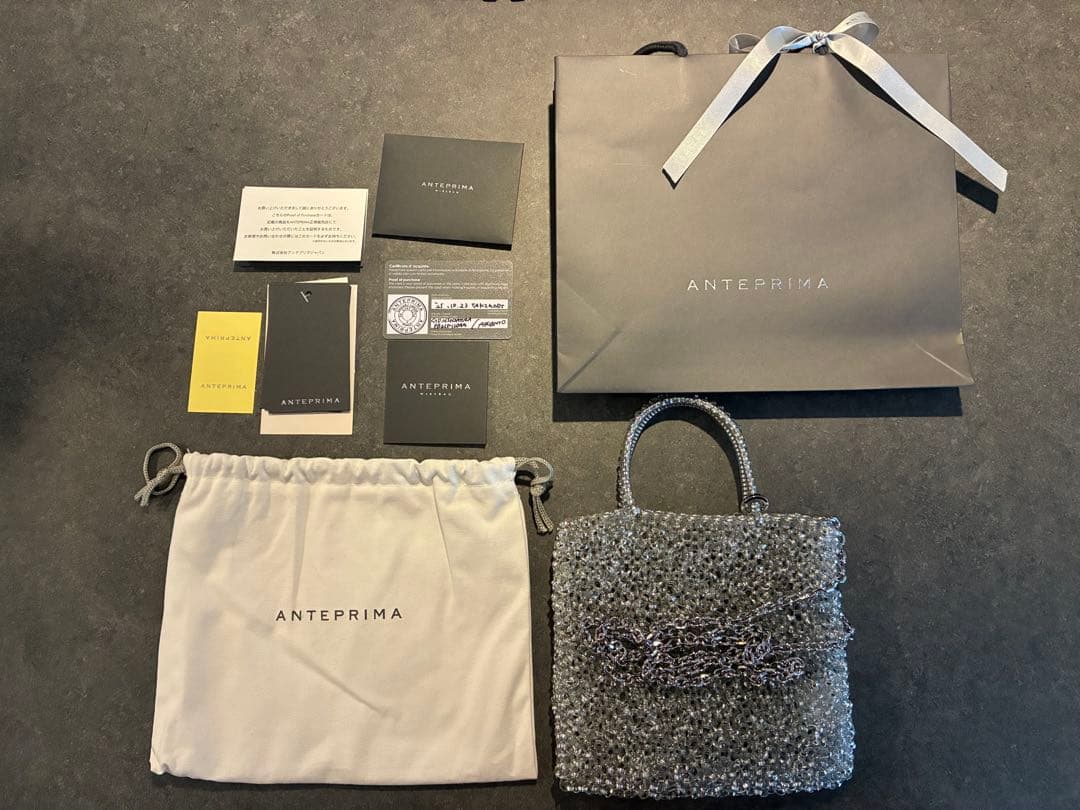 【ほぼ未使用】アンテプリマ　ワイヤーバッグ ミニアトゥーラ　シルバー 付属品完備