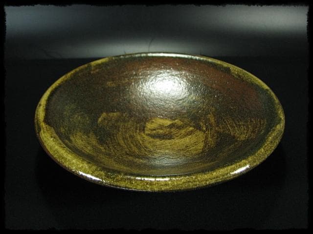 中島 克童 鐵砂皿 懐石 茶道具 益子 民芸 飾皿 1 f87