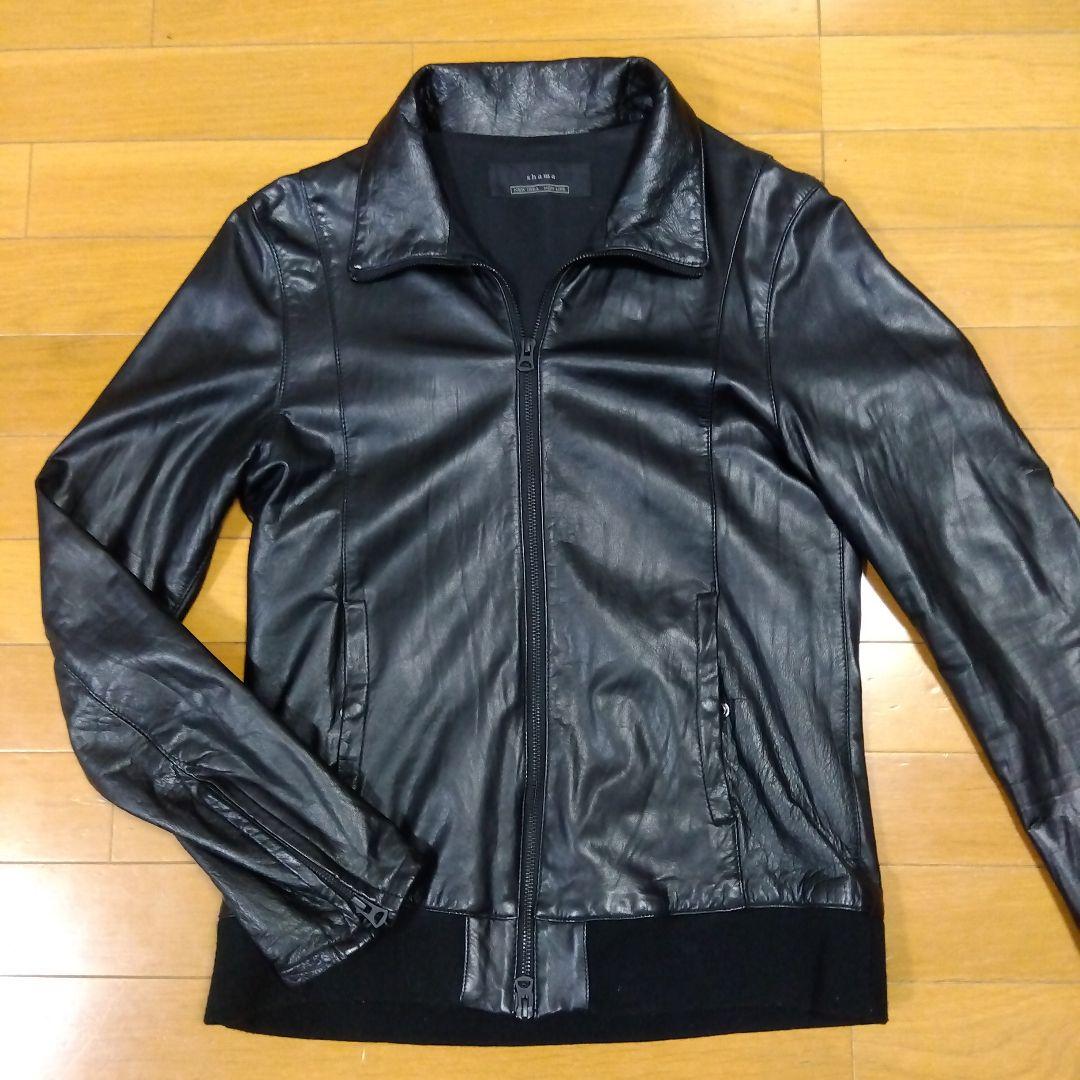 【極美品‼️】shama 牛革 レザーシングルライダースジャケット 42サイズ