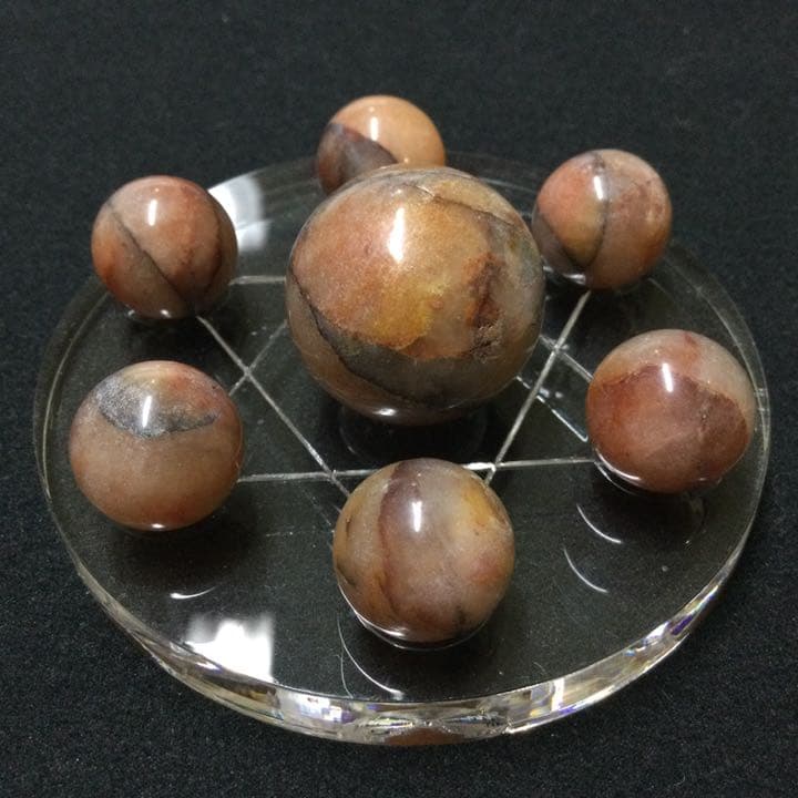 【未来の見通し、魂の成長】ヒマラヤ レッドゴールドアゼツライト 丸玉七星陣