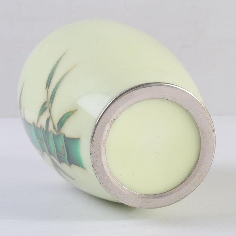 七宝焼　竹文　花瓶　唐木台・時代箱付　V　9462