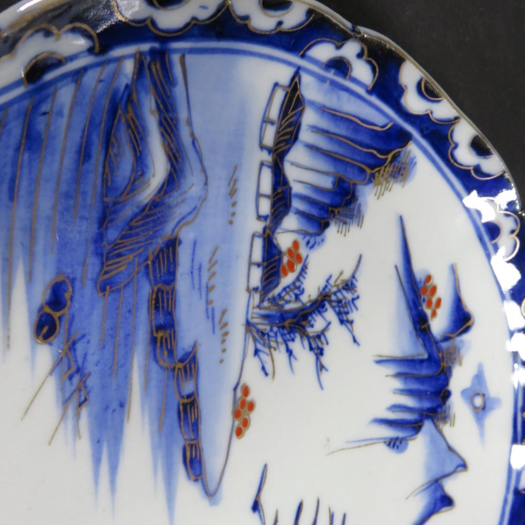 中皿 色絵 染付 山水 古伊万里 江戸 明治 骨董 5枚 まとめ