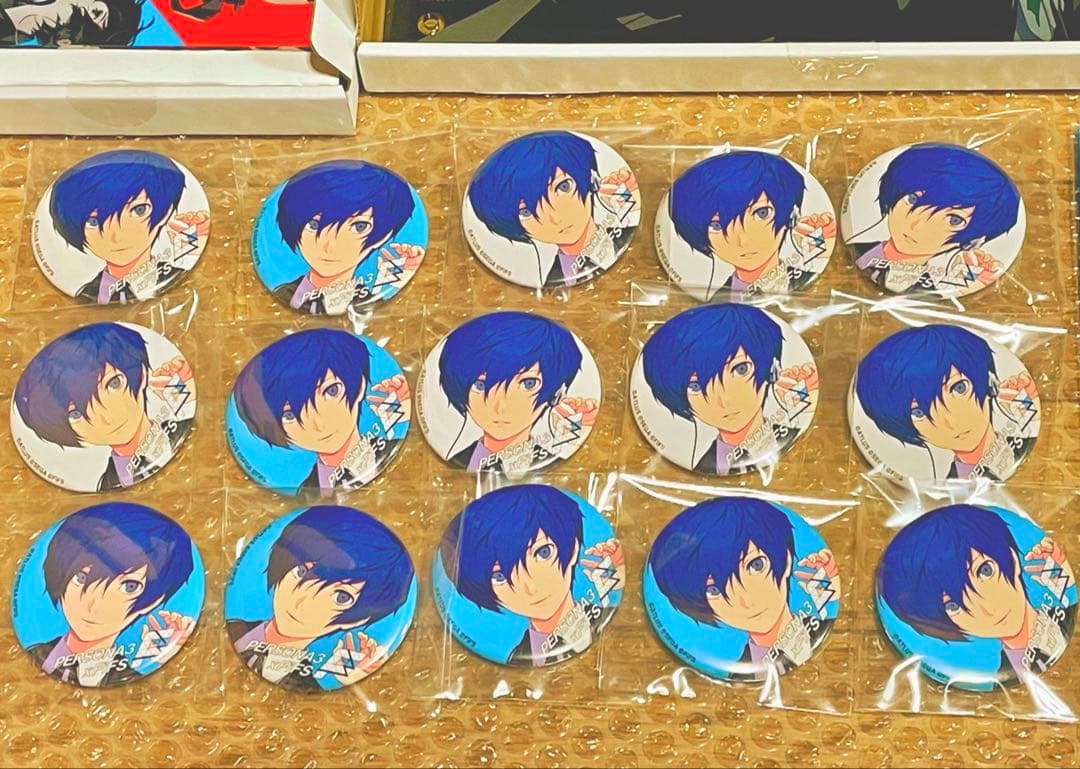 新品　ペルソナ3 主人公　結城理　アイギス　FIFS 缶バッジ　アクリルブロック
