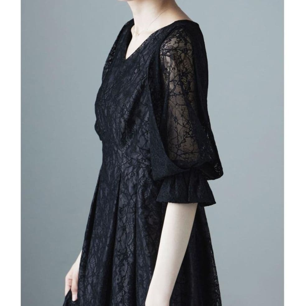 【極美品】エトル ヴィンテージレースボリューム袖フレアドレス