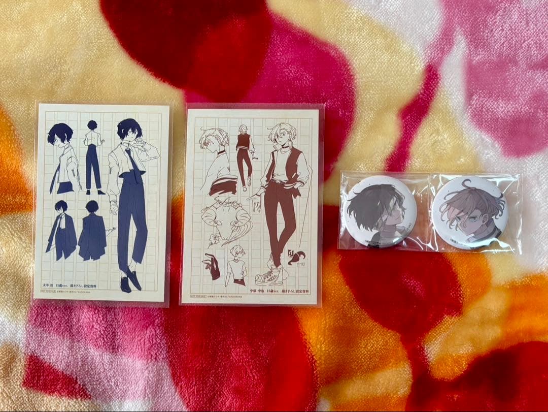 文豪ストレイドッグス　フィギュアアニメイト特典　缶バッジ　イラストカード