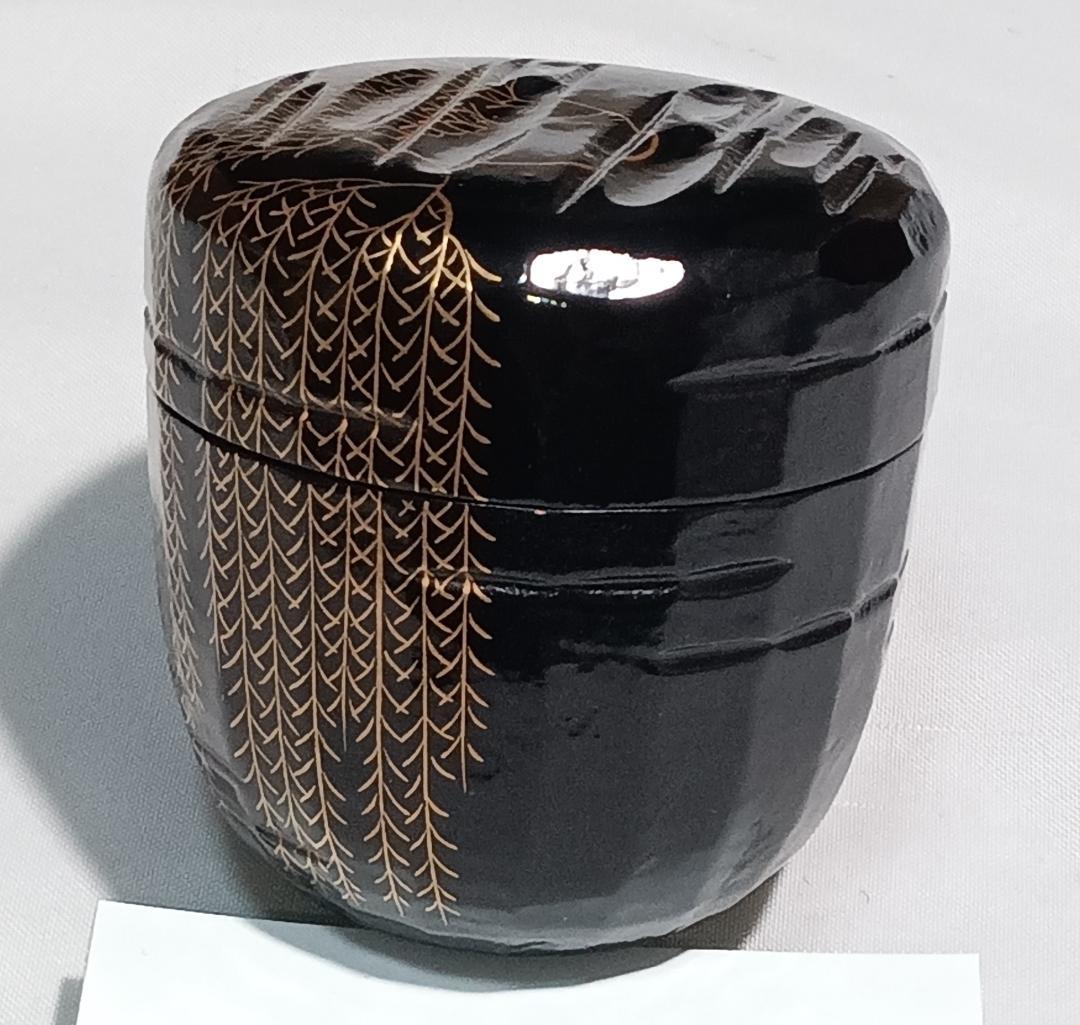 茶道具　山中塗蒔絵師　道場宗廣作　折撓柳蒔絵棗　折ダメ棗　美品！！