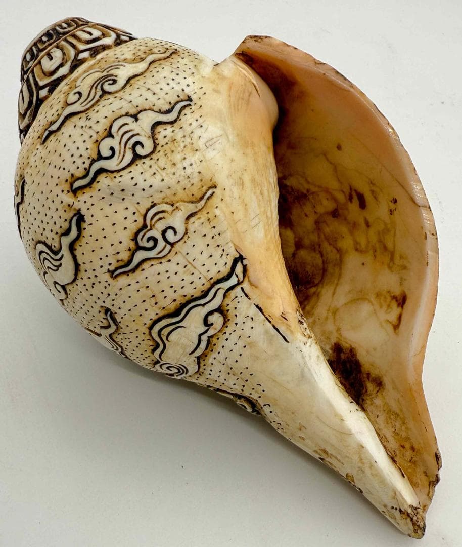 ◆チベット密教法具　法螺貝（シャンカ）ミラレパ