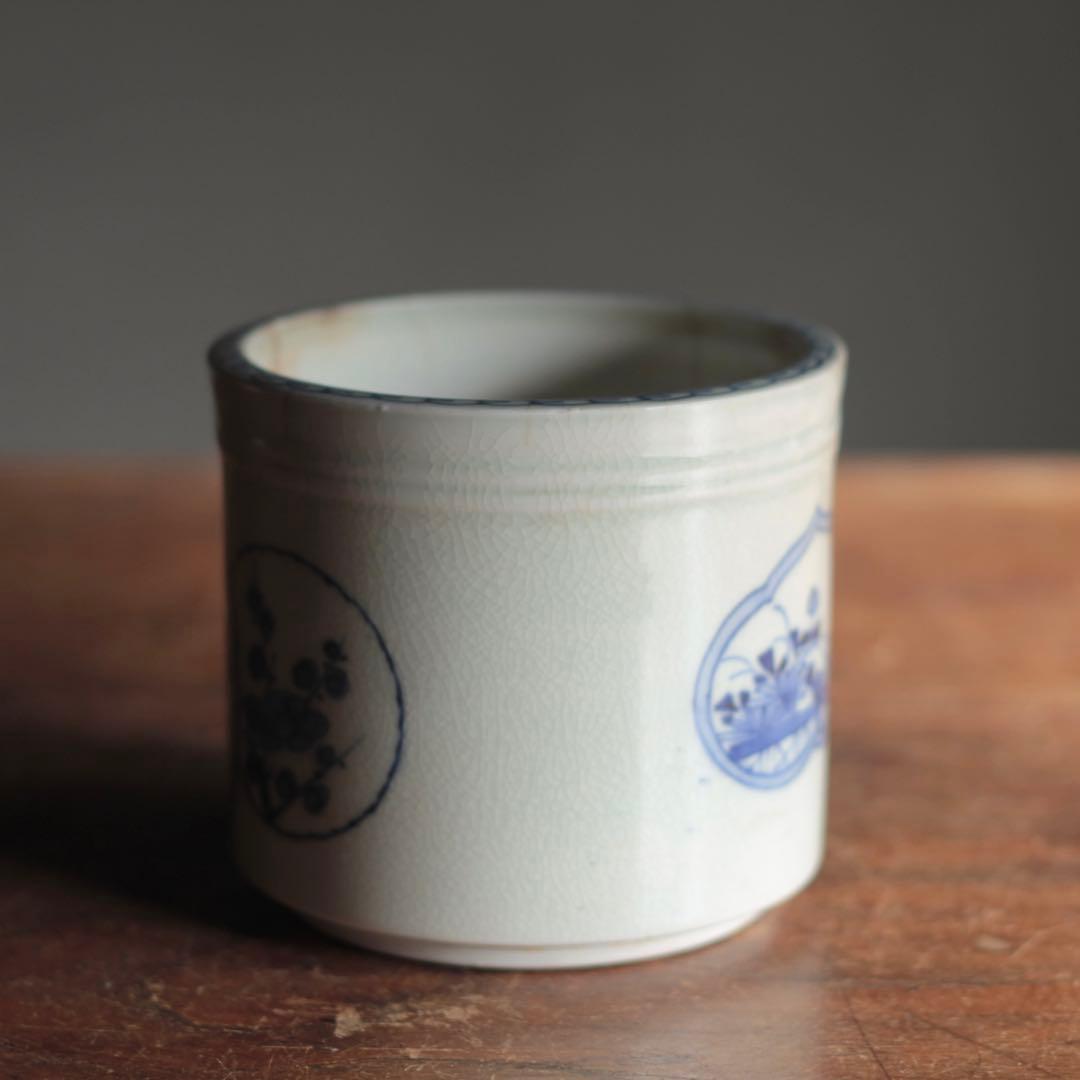 染付 筒 筒茶碗 花窓文 火入れ 古伊万里 古美術 古道具 アンティーク