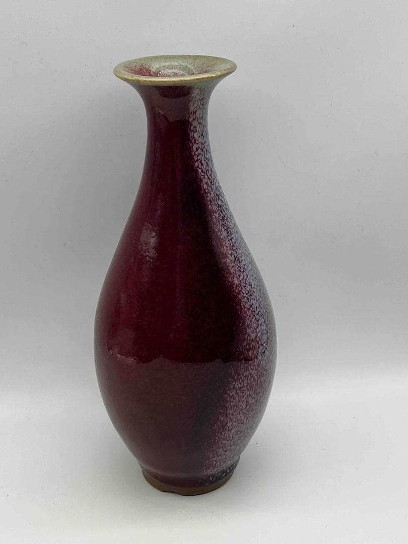 清時代 鈞窯 紅釉瓶　辰砂　郎窯紅釉 花瓶 景徳鎮　唐物　古賞物(C-53)