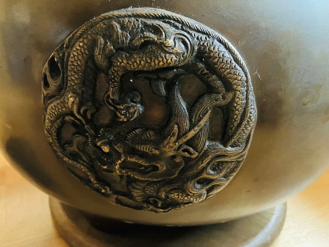 火鉢 獅子耳 龍装飾 アンティーク 骨董 古道具 古民具 明治 大正
