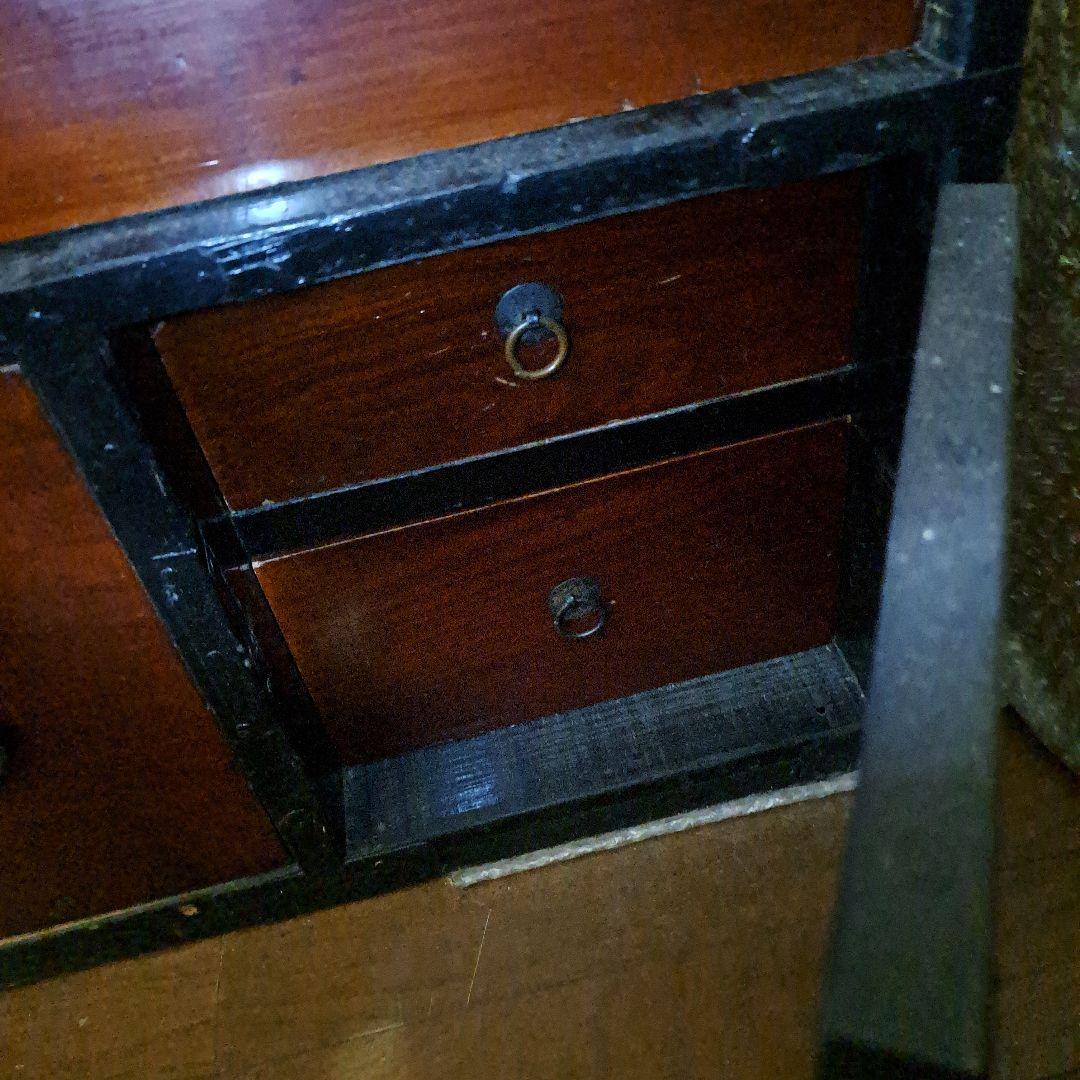 明治時代箪笥　珍品時代鍵付　欅箪笥　四段　金庫引出二段　時代金具　隅に金具止