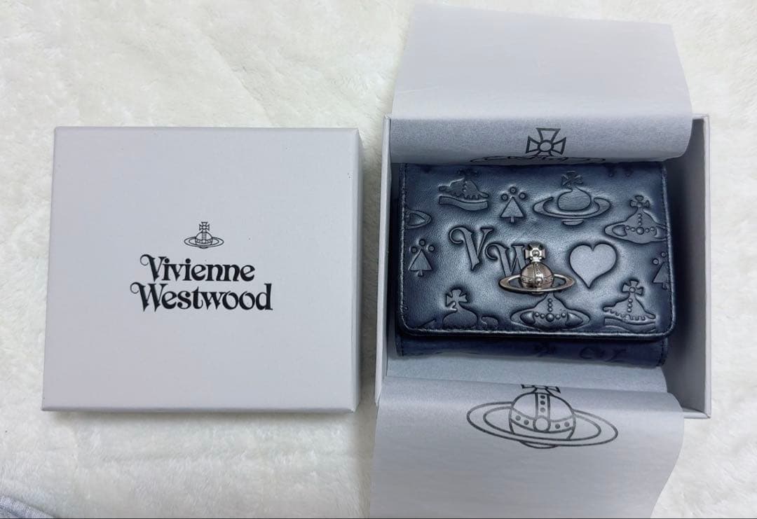 22日発送可 vivienne westwood 三つ折リ財布 　ブラック