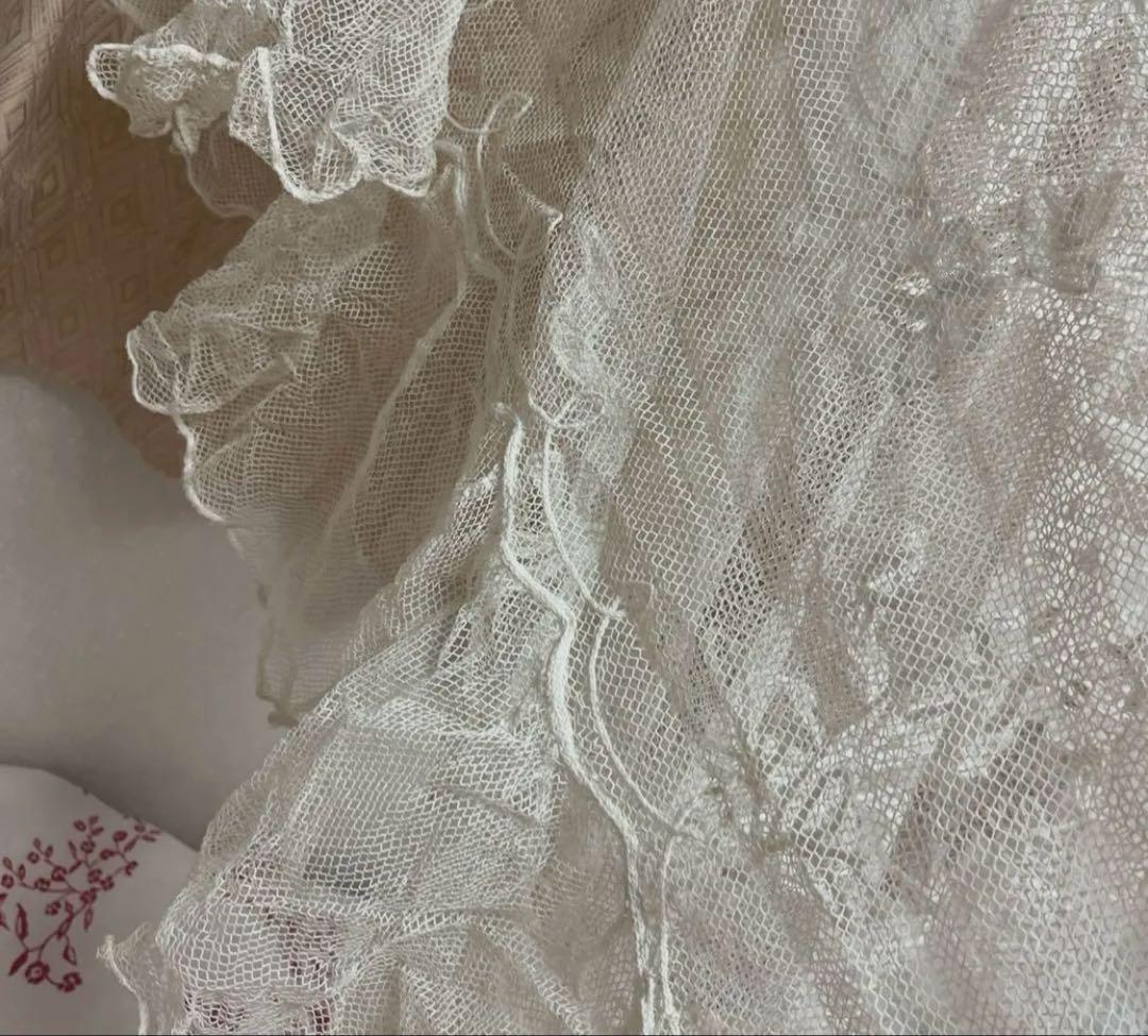 フランスアンティーク♡リボン花籠柄レースベッドカバー