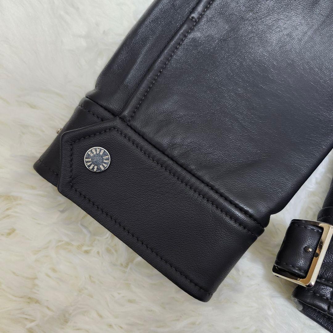 タグ付未使用　DAKS　シングルライダース　裏地刺繍　ラムレザー