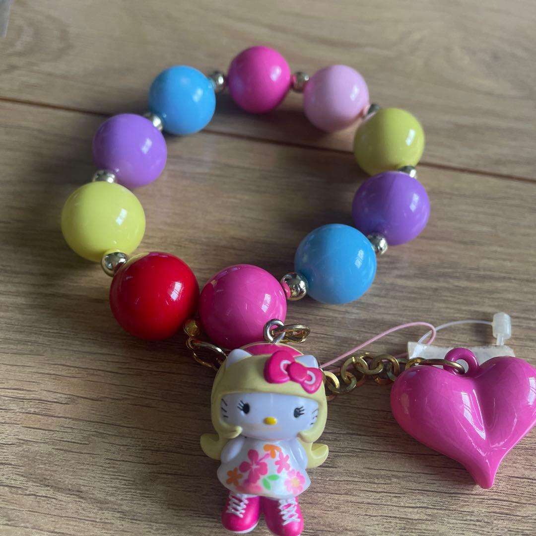 キティちゃん　金髪　ビーズストラップ