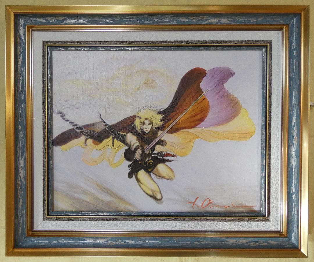 人物画　油絵　天野喜孝　F6　額付き　手描き　肉筆