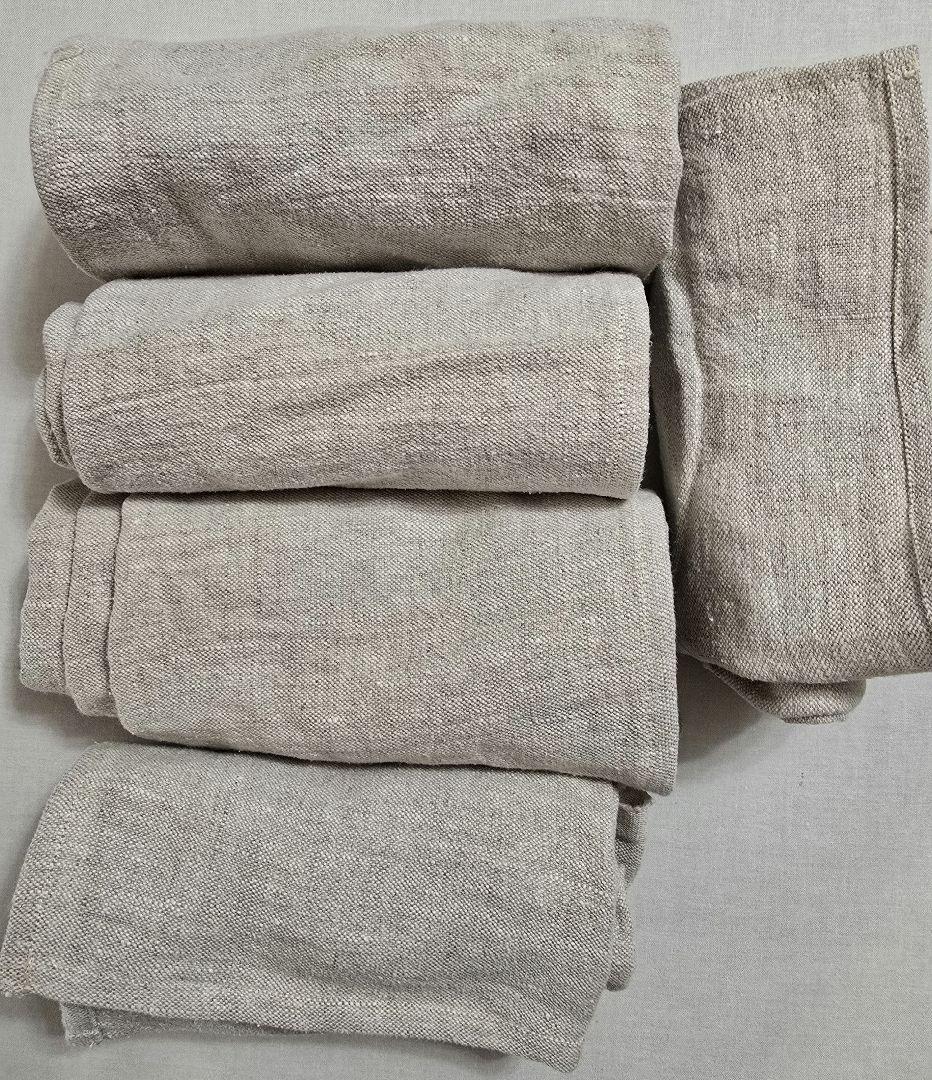 フェイスタオル　5　リネン　オーガニック　生成　染め無