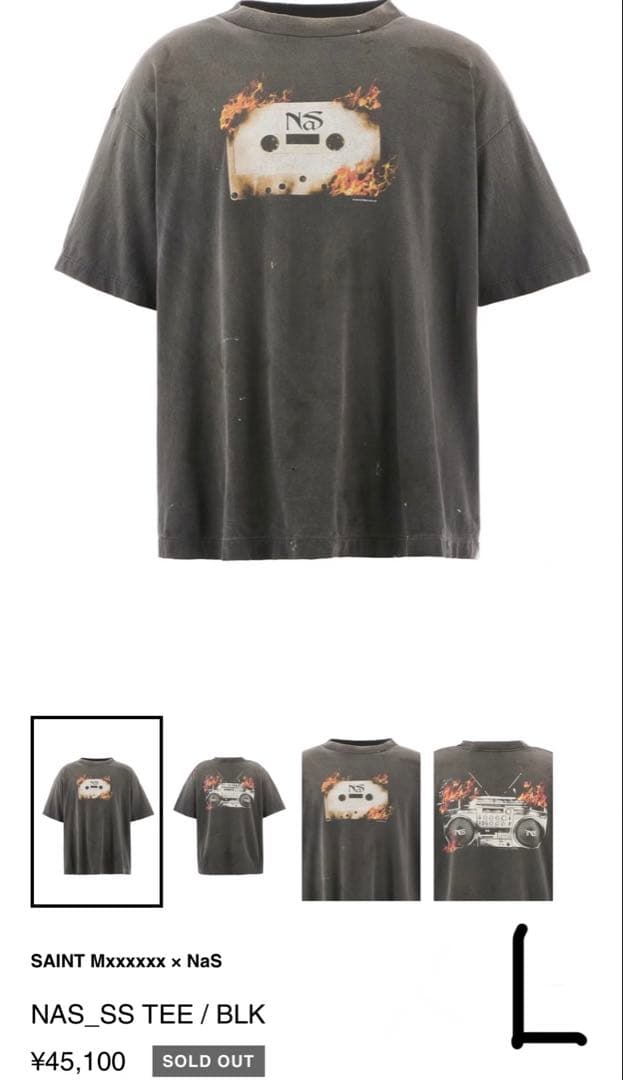 セントマイケル25FW発売NASコラボ NAS SS TEE/NAS黒L美品