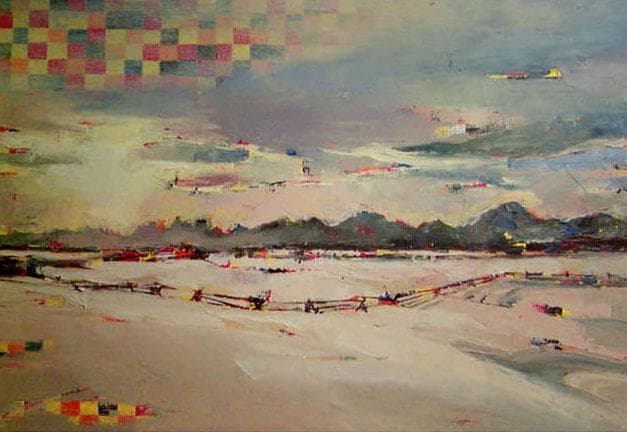 油絵 菅家令子 絵 絵画インテリア 額付(白) uF6-060204 風景雪景色