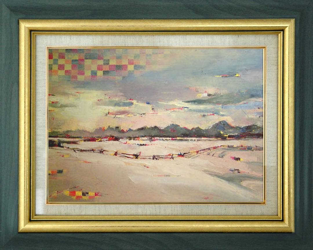 油絵 菅家令子 絵 絵画インテリア 額付(白) uF6-060204 風景雪景色