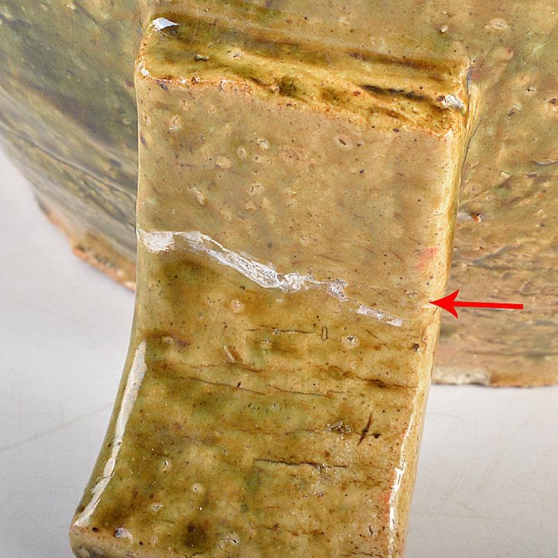 北大路魯山人　織部焼　三つ足　壺　時代箱　D　R5512C